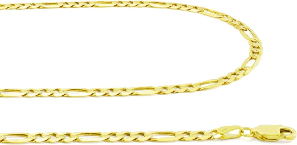 Nuragold 10k Yellow Gold 4.5mm Figaro Chain Link Bracelet, Womens Mens Jewelry 7 7.5 8 8.5 9