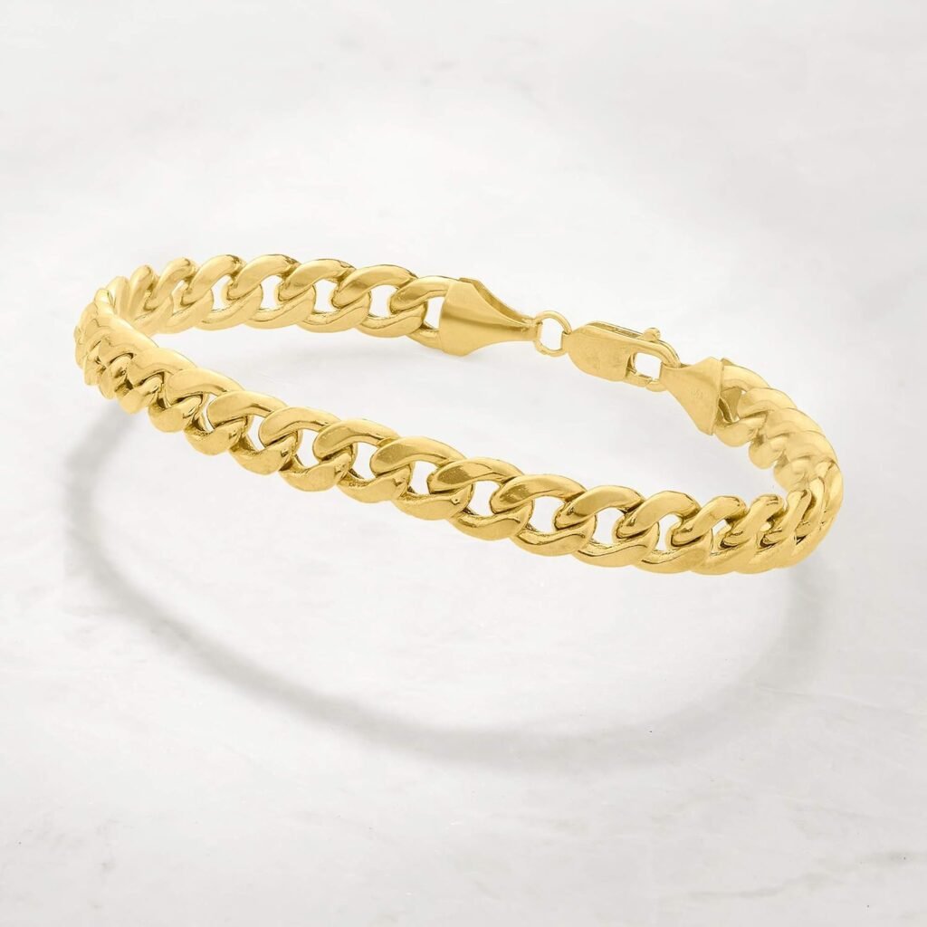 Ross-Simons Mens 8mm 14kt Yellow Gold Curb-Link Bracelet. 8.5 inches