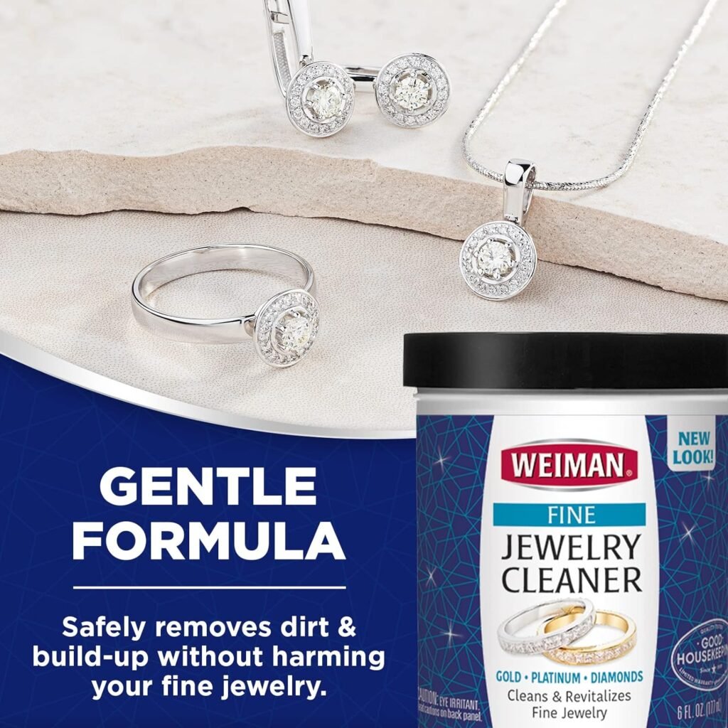 Weiman Fine Jewelry Cleaner Liquid with Cleaning Brush – Restores Shine  Brilliance to Gold, Platinum, Precious Gemstones  Diamond Jewelry, 6 Oz