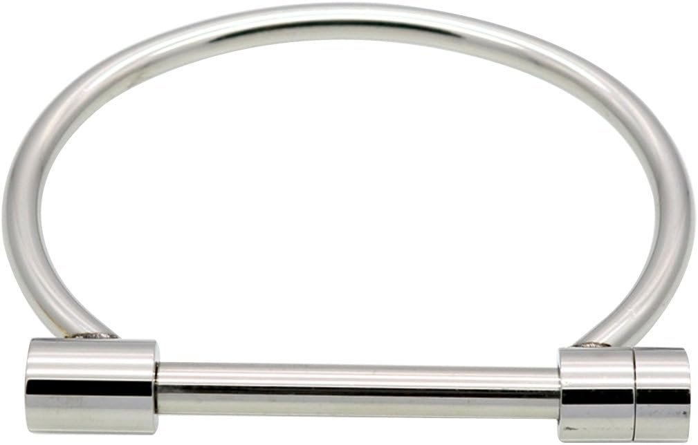 ANBALA Stylish Titanium Steel D Shape Bar Screw and Shackle Cuff Bangle Bracelet for Unisex