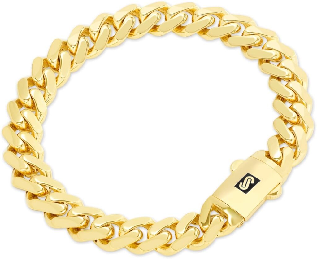 Nuragold 10k Yellow Gold 9mm Royal Monaco Miami Cuban Link Chain Bracelet, Mens Jewelry Fancy Box Clasp 7 7.5 8 8.5 9