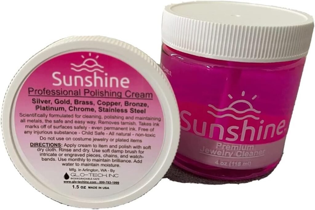 Pink Lady Sunshine Premium Jewelry Cleaner Kit with Metal Polish - Safe Jewelry Cleaner Solution for Diamonds, Gold, Silver, Wedding Rings, Earrings  All Jewelry Pieces