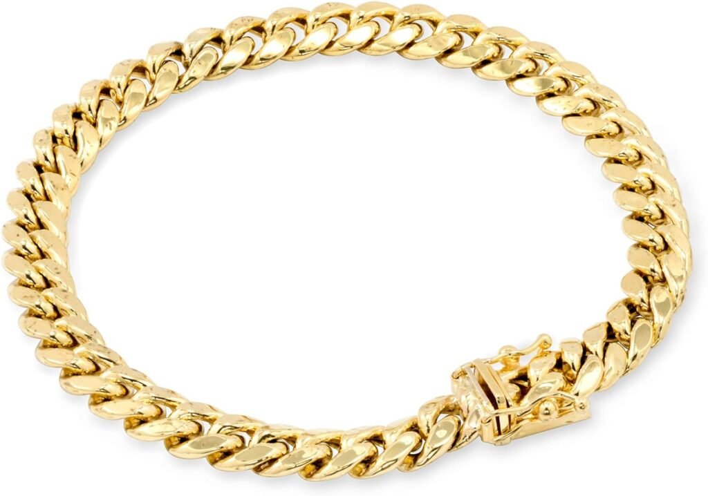 Nuragold 14k Yellow Gold 6.5mm Miami Cuban Link Chain Bracelet, Mens Womens Jewelry Box Clasp 7 7.5 8 8.5 9