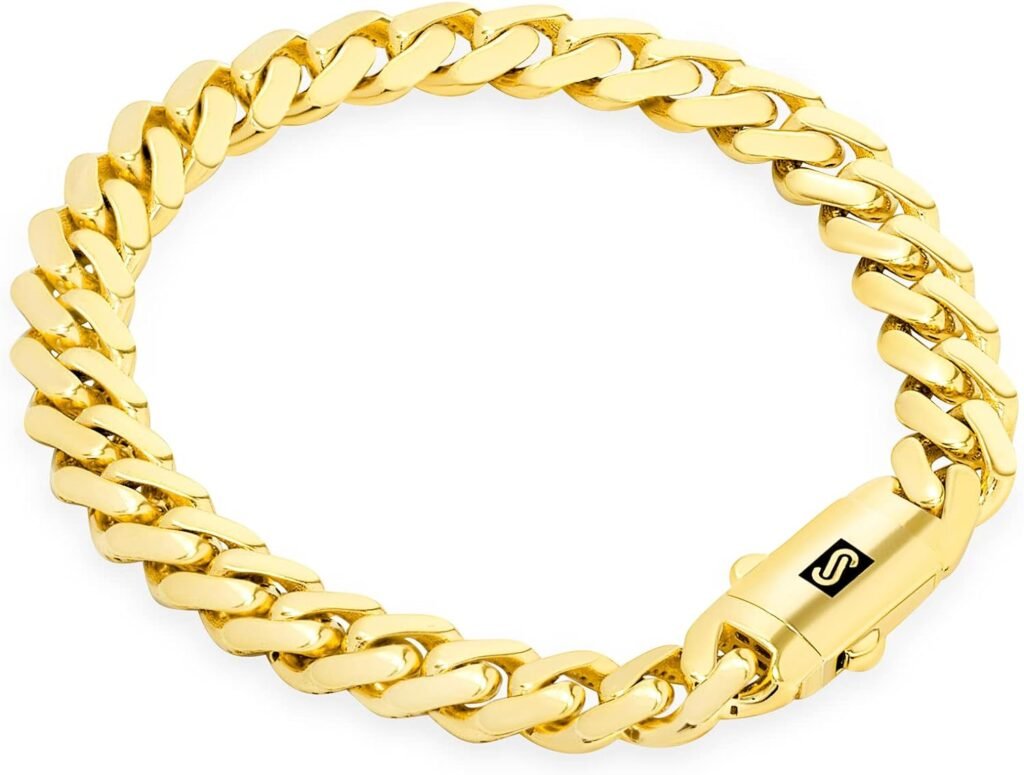 Nuragold 14k Yellow Gold 7.5mm Royal Monaco Miami Cuban Link Chain Bracelet, Mens Jewelry Fancy Box Clasp 7 7.5 8 8.5 9