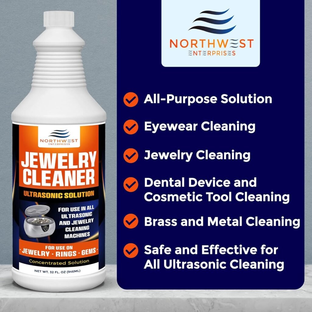 NORTHWEST ENTERPRISES Gold Jewelry Cleaner, Ultrasonic Jewelry Cleaner Solution. Concentrated. Scientifically Engineered Uniquely for Gold Jewelry (2 pack)