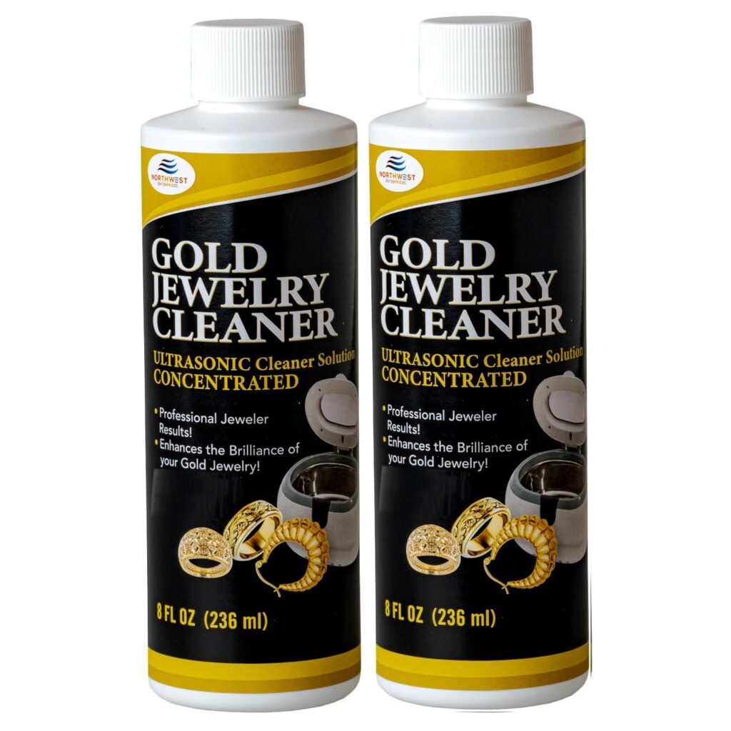 NORTHWEST ENTERPRISES Gold Jewelry Cleaner, Ultrasonic Jewelry Cleaner Solution. Concentrated. Scientifically Engineered Uniquely for Gold Jewelry (2 pack)